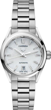 Tag Heuer Carrera Mother of Pearl Dial Silver Steel Strap Watch for Women - WBN2410.BA0621