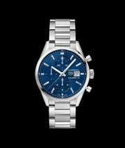 Tag Heuer Carrera Chronograph 41mm Blue Dial Silver Steel Strap Watch for Men - CBK2112.BA0715