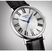 Tissot Carson Premium Silver Dial Black Leather Strap Watch For Men - T122.410.16.033.00
