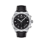 Tissot PR 100 Sport Quartz Chronograph Black Dial Black Leather Strap Watch For Men - T101.617.16.051.00