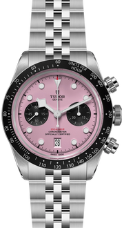 Tudor Black Bay Chrono Pink Dial Silver Steel Strap Watch for Men - M79360N-0019