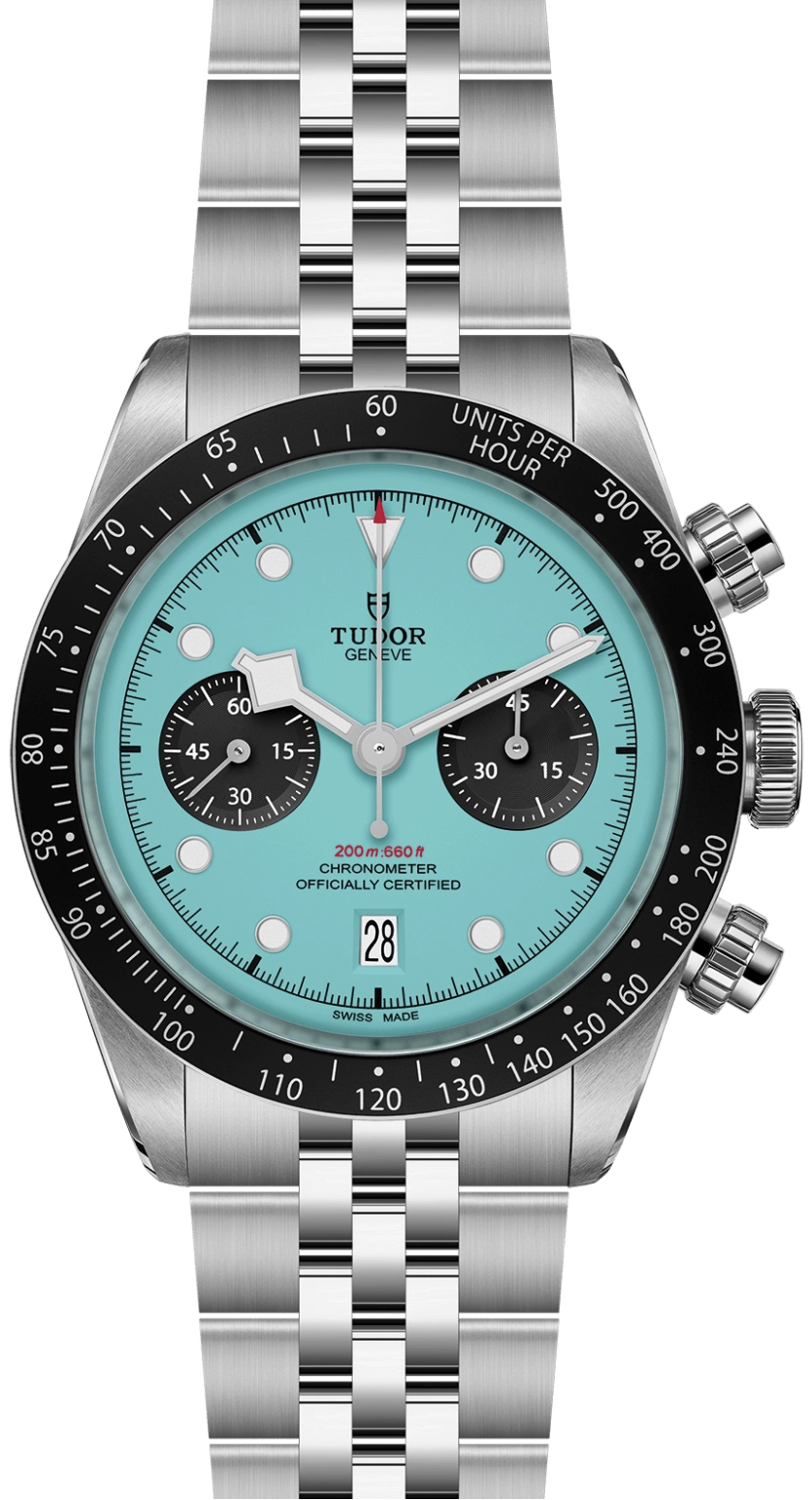 Tudor Black Bay Chrono Blue Dial Silver Steel Strap Watch for Men - M79360N-0024