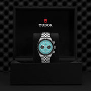 Tudor Black Bay Chrono Blue Dial Silver Steel Strap Watch for Men - M79360N-0024