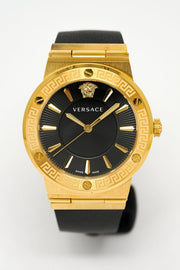 Versace Greca Black Dial Black Leather Strap Watch for Women - VEVH00320