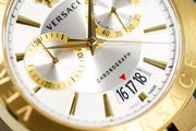 Versace V Racer Chronograph White Dial Gold Steel Strap Watch for Men - VBR060017
