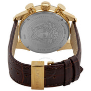 Versace V-Ray Chronograph Black Dial Brown Leather Strap Watch For Men - VEDB00318