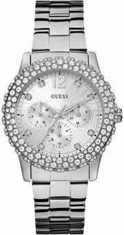 Guess Dazzler Diamonds Silver Dial Silver Steel Strap Watch for Women - W0335L1