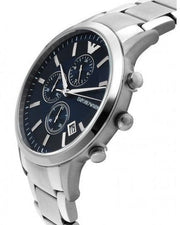 Emporio Armani Renato Chronograph Blue Dial Silver Steel Strap Watch For Men - AR11164