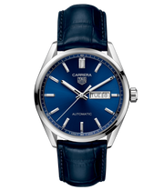 Tag Heuer Carrera Day Date Blue Dial Blue Leather Strap Watch for Men - WBN2012.FC6502
