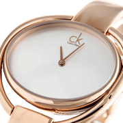 Calvin Klein Impetuos Silver Dial Rose Gold Steel Strap Watch for Women - K4F2N616