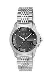Gucci G Timeless Black Dial Silver Steel Strap Watch For Men - YA126402