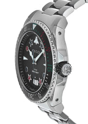 Gucci Dive Quartz Black Dial Silver Steel Strap Watch For Men - YA136221