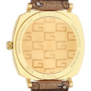 Gucci Grip Disney Mickey Mouse Gold Dial Brown Leather Strap Watch For Women - YA157420