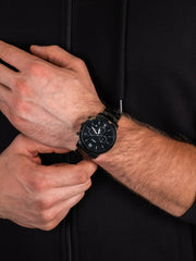 Fossil Neutra Chronograph Black Dial Black Steel Strap Watch for Men - FS5474