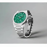 D1 Milano Ultra Thin Fir Green Dial Silver Steel Strap Watch for Men - D1-UTBJ34