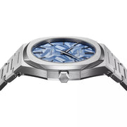 D1 Milano Ultra Thin Olympic Blue Dial Silver Steel Strap Watch for Men - D1-UTBJ35
