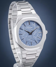 D1 Milano Ultra Thin Olympic Blue Dial Silver Steel Strap Watch for Men - D1-UTBJ35
