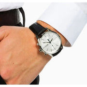 Hugo Boss Jet Chronograph White Dial Black Leather Strap Watch for Men - 1513282