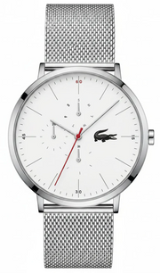Lacoste Moon Multifunction White Dial Silver Steel Strap Watch for Men - 2011025