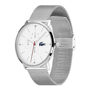 Lacoste Moon Multifunction White Dial Silver Steel Strap Watch for Men - 2011025