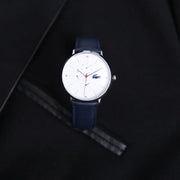 Lacoste Moon Multifunction White Dial Blue Leather Strap Watch for Men - 2010975